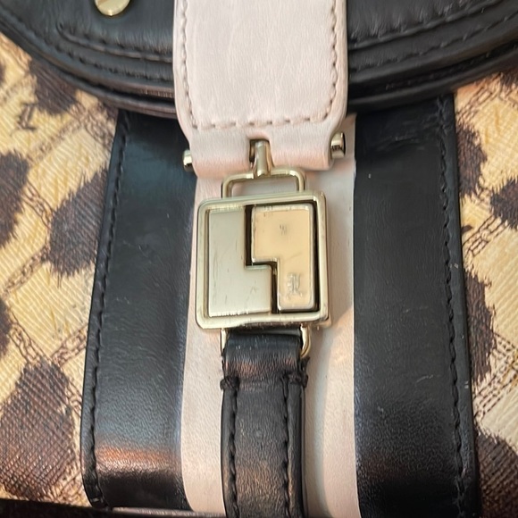 L.A.M.B. Black Leather & Leopard Print Bag Clutch Gwen Stefani Vintage - Picture 7 of 11